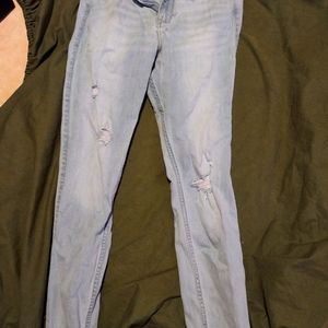 Hollister light denim ripped skinny jeans